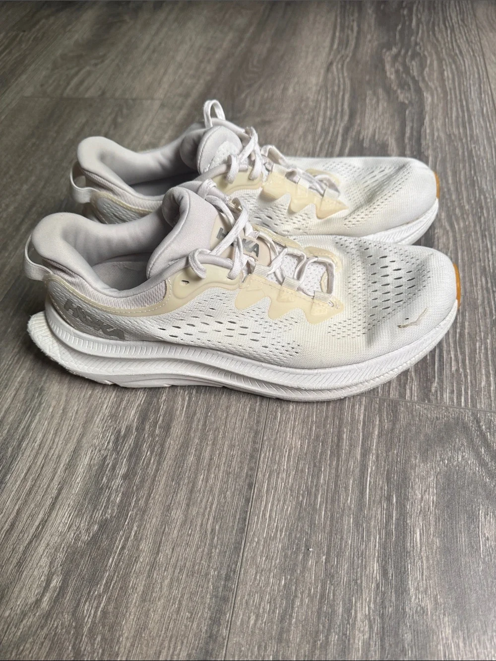 Hoka kawana Women's White and Cream Athletic Running Shoes